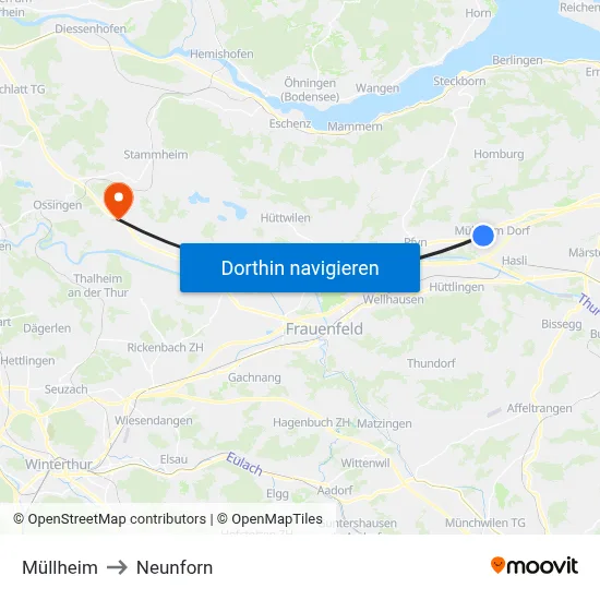 Müllheim to Neunforn map