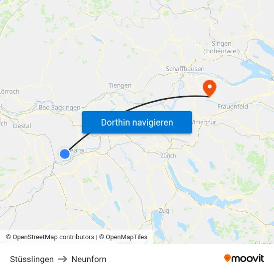 Stüsslingen to Neunforn map