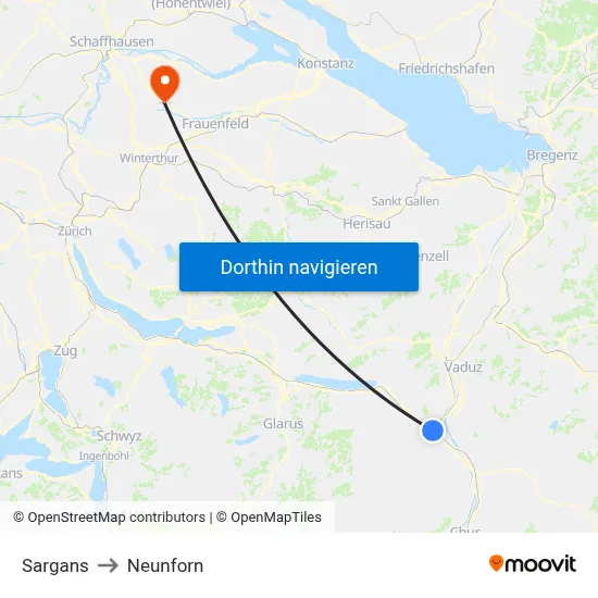 Sargans to Neunforn map