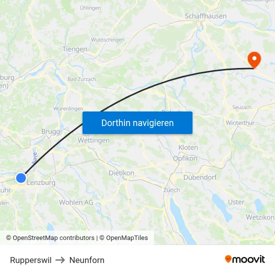 Rupperswil to Neunforn map