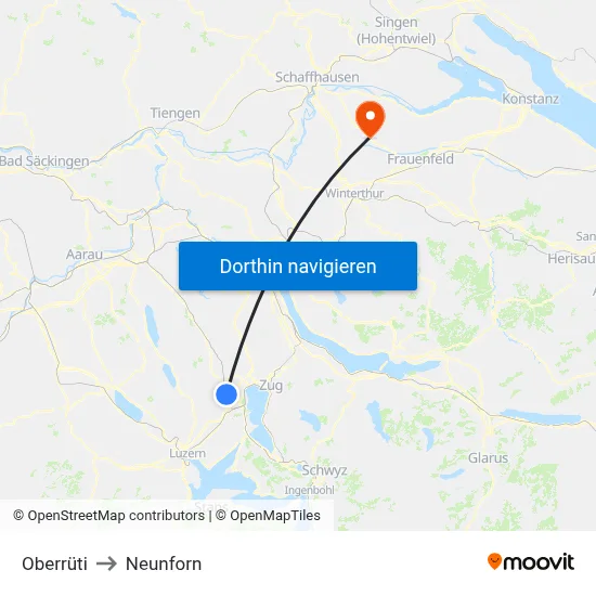 Oberrüti to Neunforn map