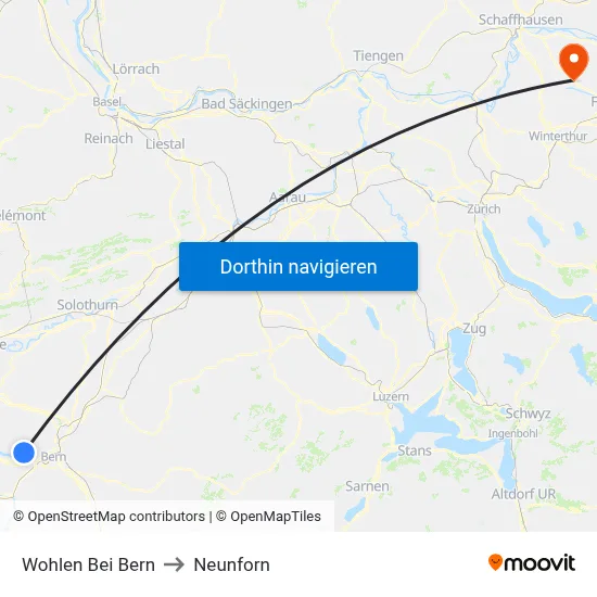Wohlen Bei Bern to Neunforn map