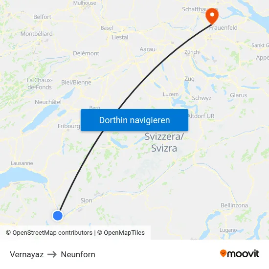 Vernayaz to Neunforn map