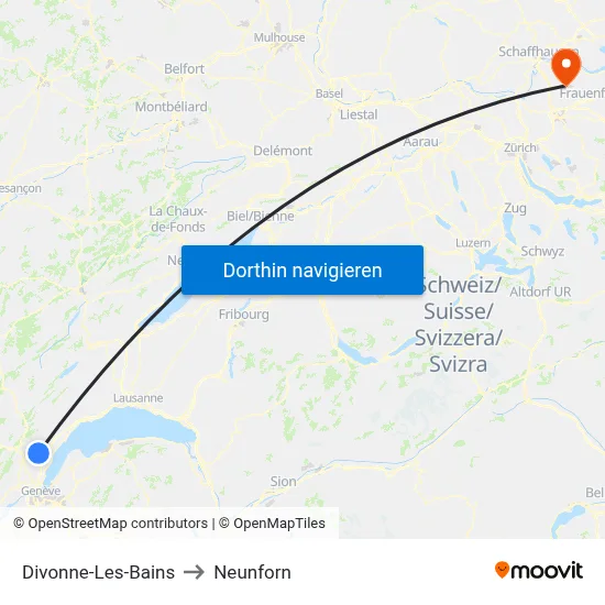Divonne-Les-Bains to Neunforn map