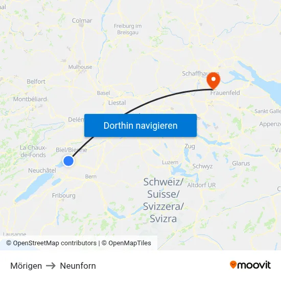 Mörigen to Neunforn map