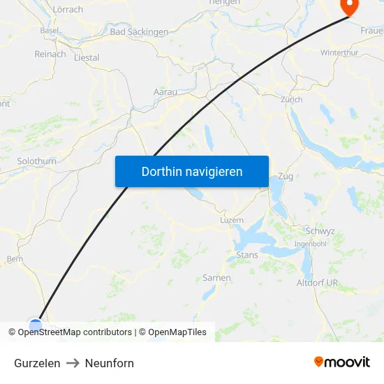 Gurzelen to Neunforn map