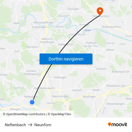Neftenbach to Neunforn map