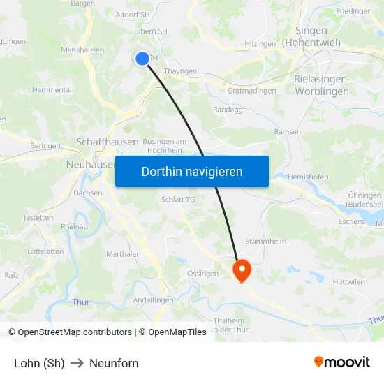 Lohn (Sh) to Neunforn map