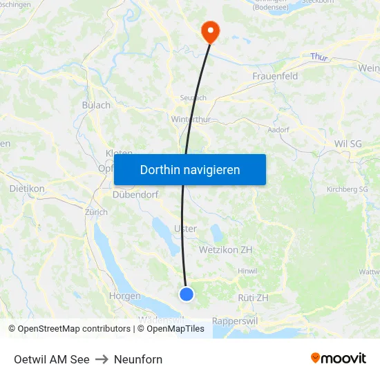 Oetwil AM See to Neunforn map