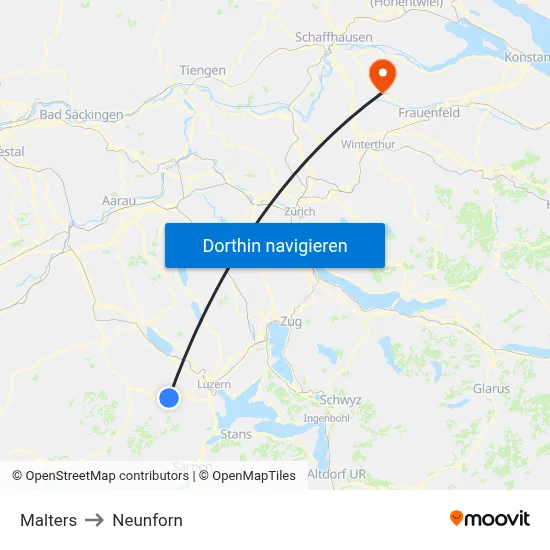 Malters to Neunforn map