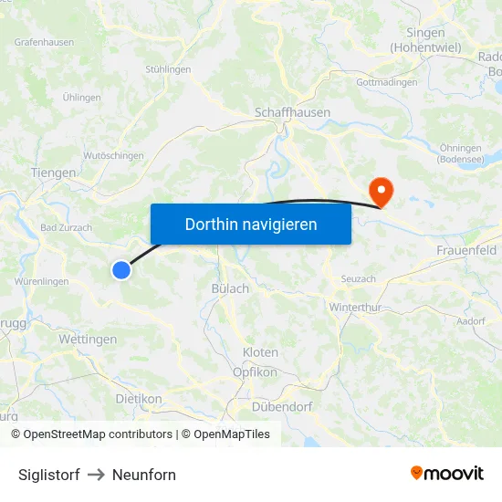 Siglistorf to Neunforn map