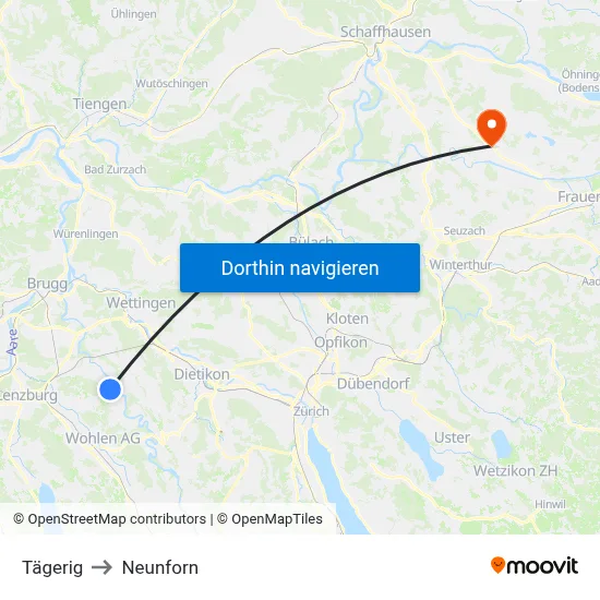 Tägerig to Neunforn map
