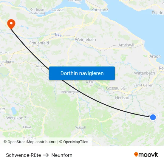 Schwende-Rüte to Neunforn map