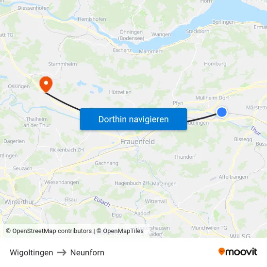 Wigoltingen to Neunforn map