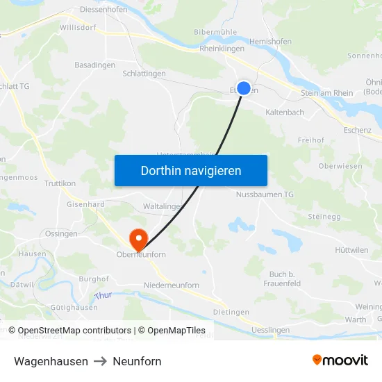Wagenhausen to Neunforn map