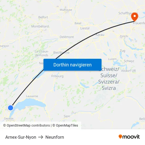 Arnex-Sur-Nyon to Neunforn map