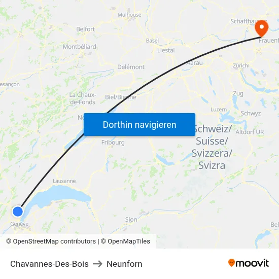 Chavannes-Des-Bois to Neunforn map