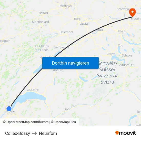 Collex-Bossy to Neunforn map