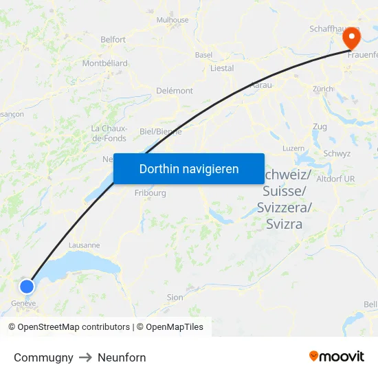 Commugny to Neunforn map