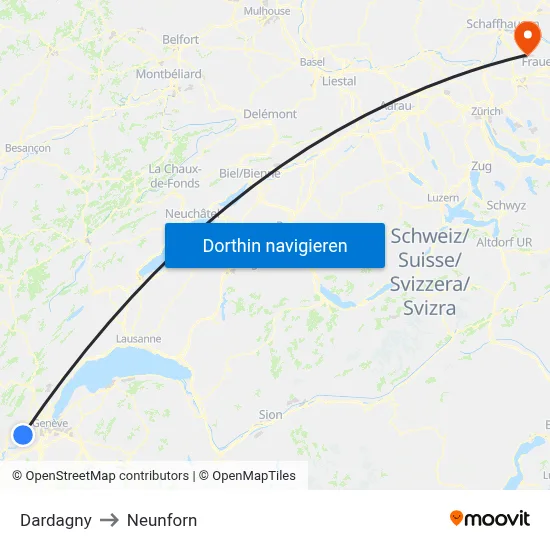 Dardagny to Neunforn map