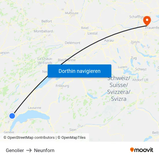 Genolier to Neunforn map