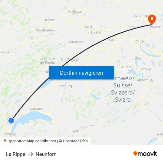 La Rippe to Neunforn map