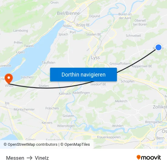 Messen to Vinelz map
