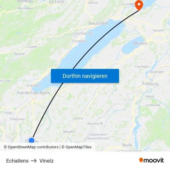 Echallens to Vinelz map