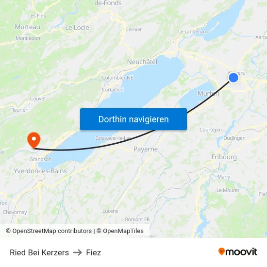 Ried Bei Kerzers to Fiez map