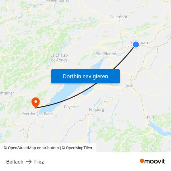 Bellach to Fiez map