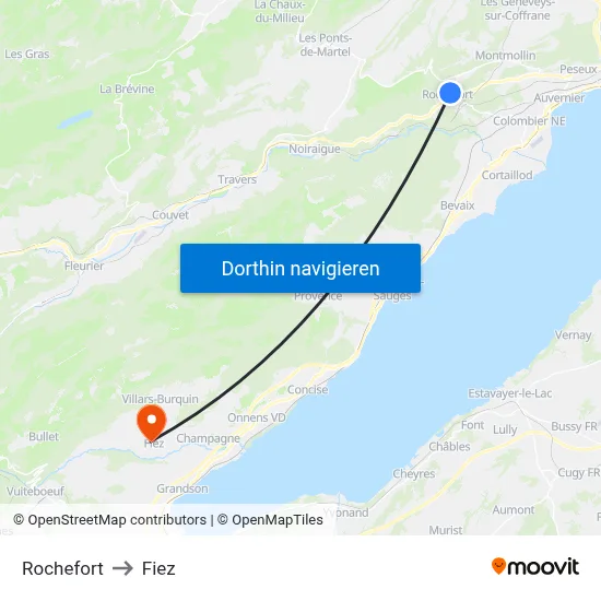 Rochefort to Fiez map