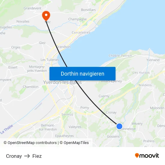 Cronay to Fiez map