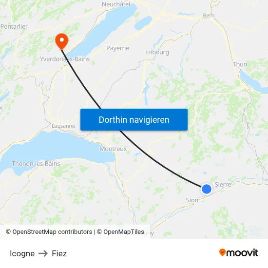 Icogne to Fiez map