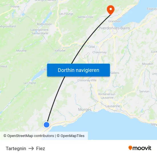 Tartegnin to Fiez map