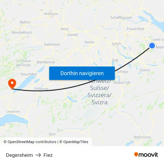 Degersheim to Fiez map