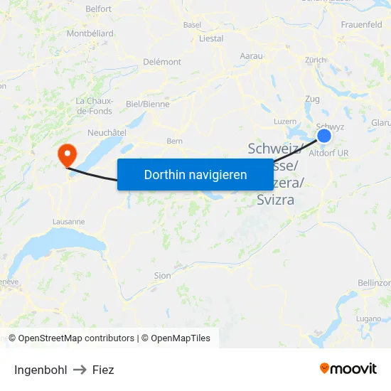 Ingenbohl to Fiez map
