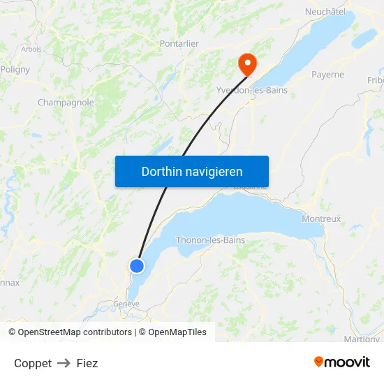 Coppet to Fiez map