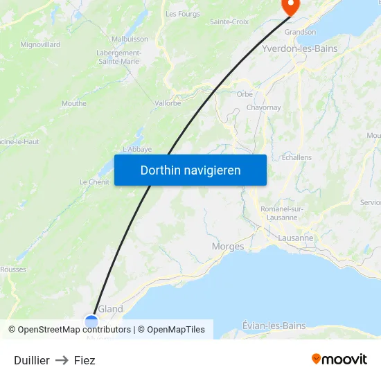 Duillier to Fiez map