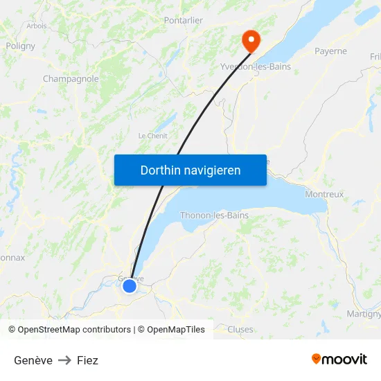 Genève to Fiez map