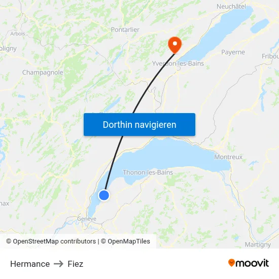 Hermance to Fiez map