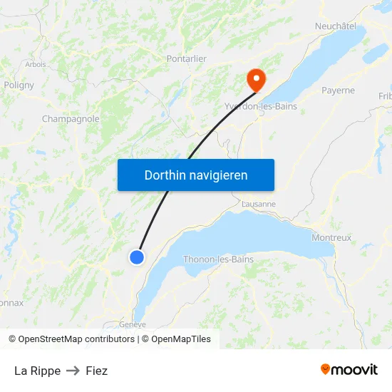 La Rippe to Fiez map