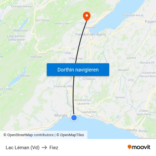 Lac Léman (Vd) to Fiez map