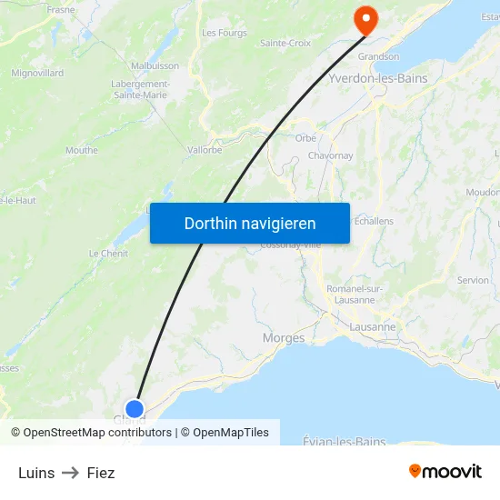 Luins to Fiez map