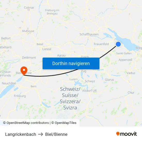 Langrickenbach to Biel/Bienne map