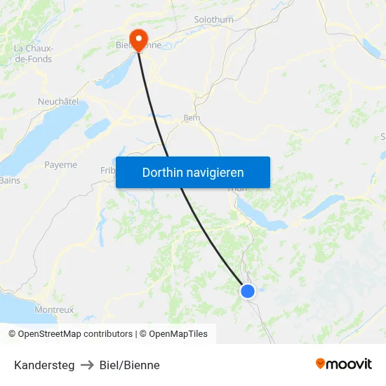 Kandersteg to Biel/Bienne map