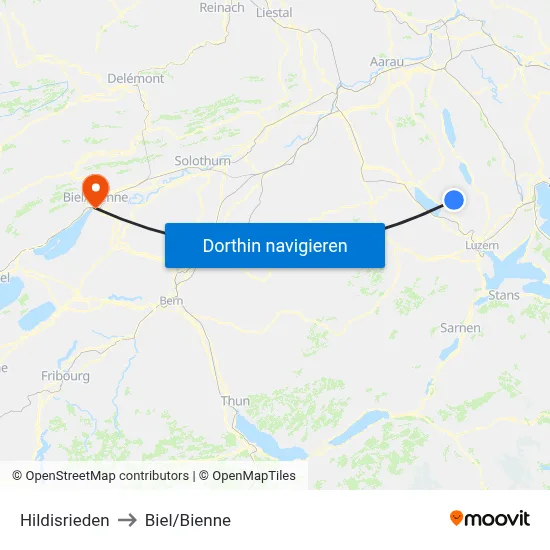 Hildisrieden to Biel/Bienne map