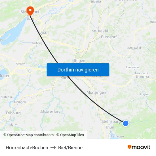 Horrenbach-Buchen to Biel/Bienne map