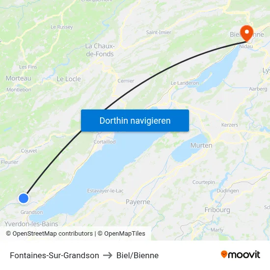Fontaines-Sur-Grandson to Biel/Bienne map
