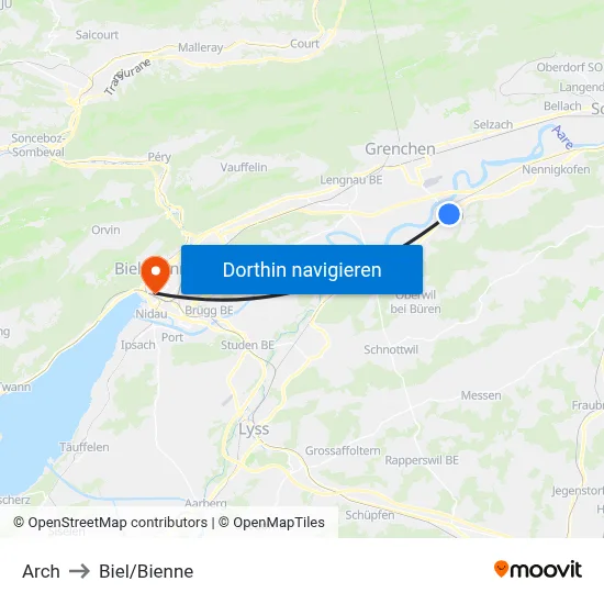 Arch to Biel/Bienne map