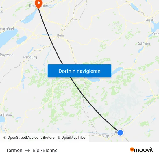 Termen to Biel/Bienne map